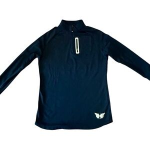 Fit Generation‎ Women’s Black 1/4 Zip Pullover Size-Large Thumb Slit, Reflective